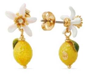 LES NEREIDES - LEMON, FLOWER AND FACETED CRYSTAL EARRINGS