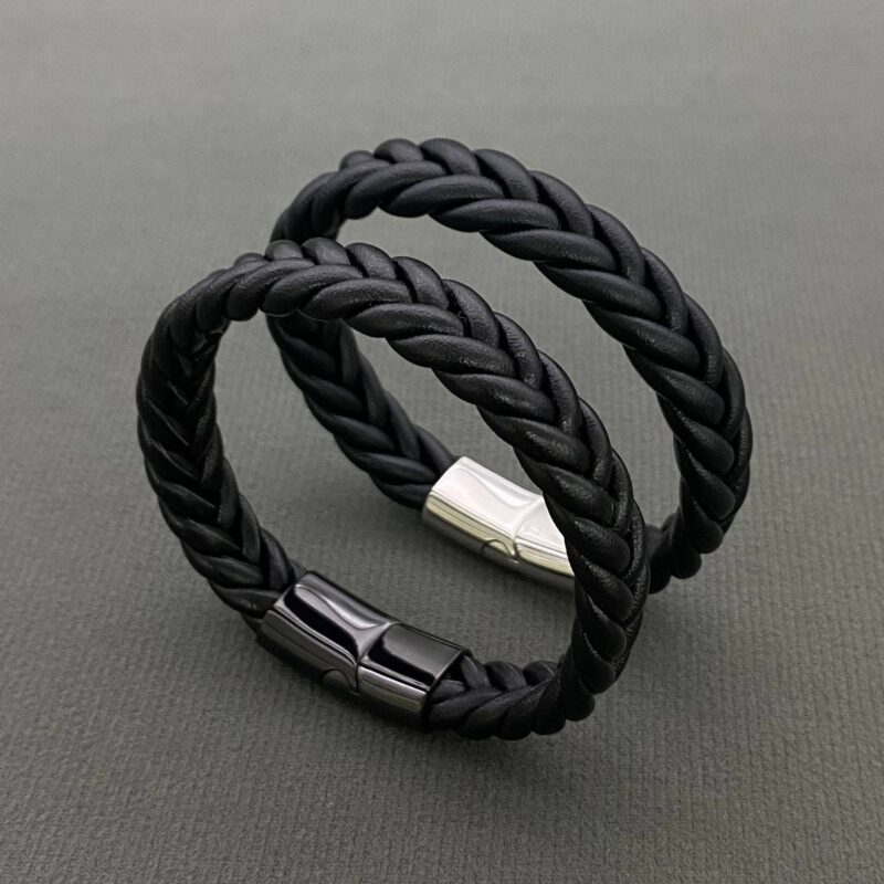A BIT EXTRA - PU Leather Woven Men's S.Steel Magnetic Buckle bracelet - MJ/BC