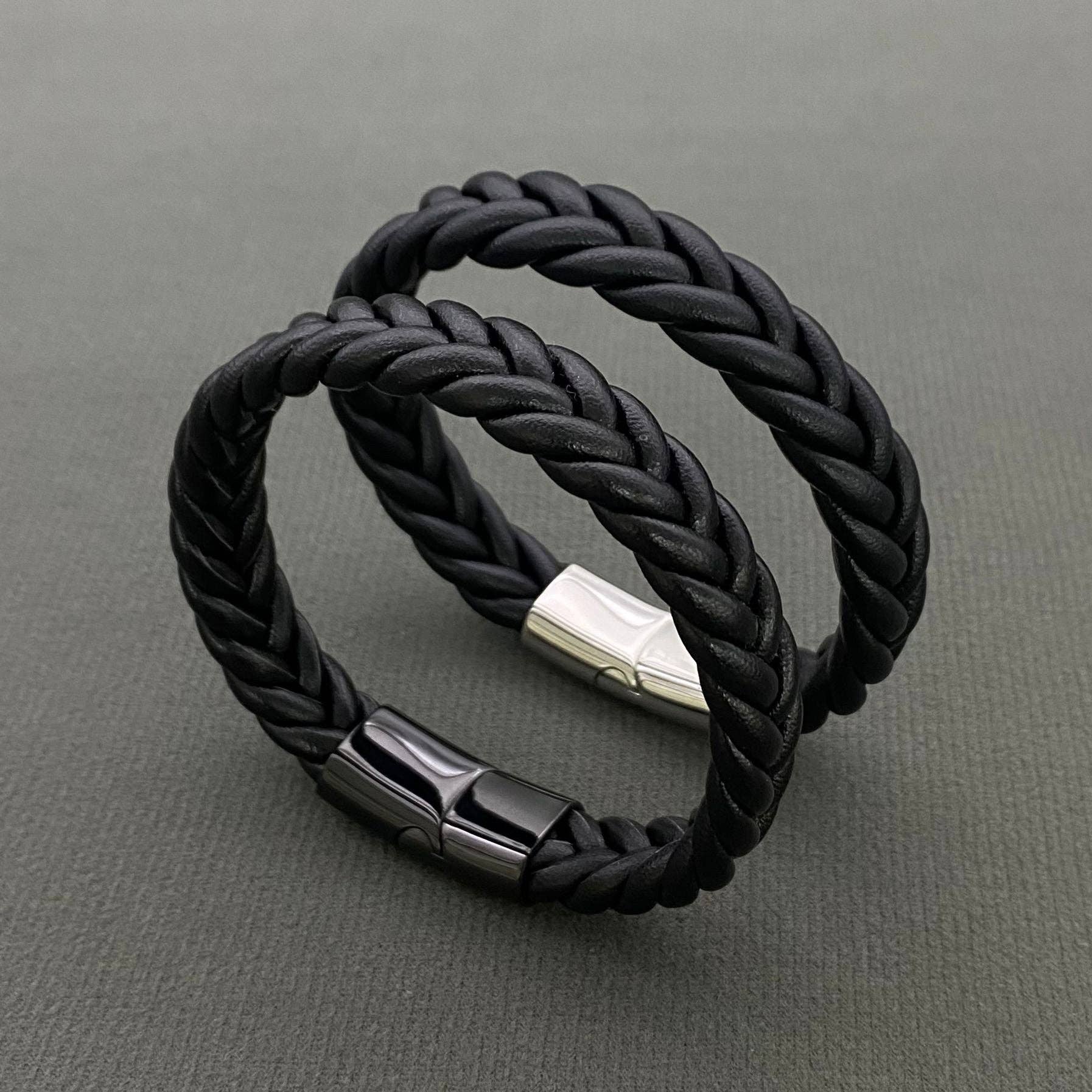 A BIT EXTRA - PU Leather Woven Men's S.Steel Magnetic Buckle bracelet - MJ/BC » A BIT EXTRA - PU Leather Woven Men's S.Steel Magnetic Buckle bracelet - MJ/BC