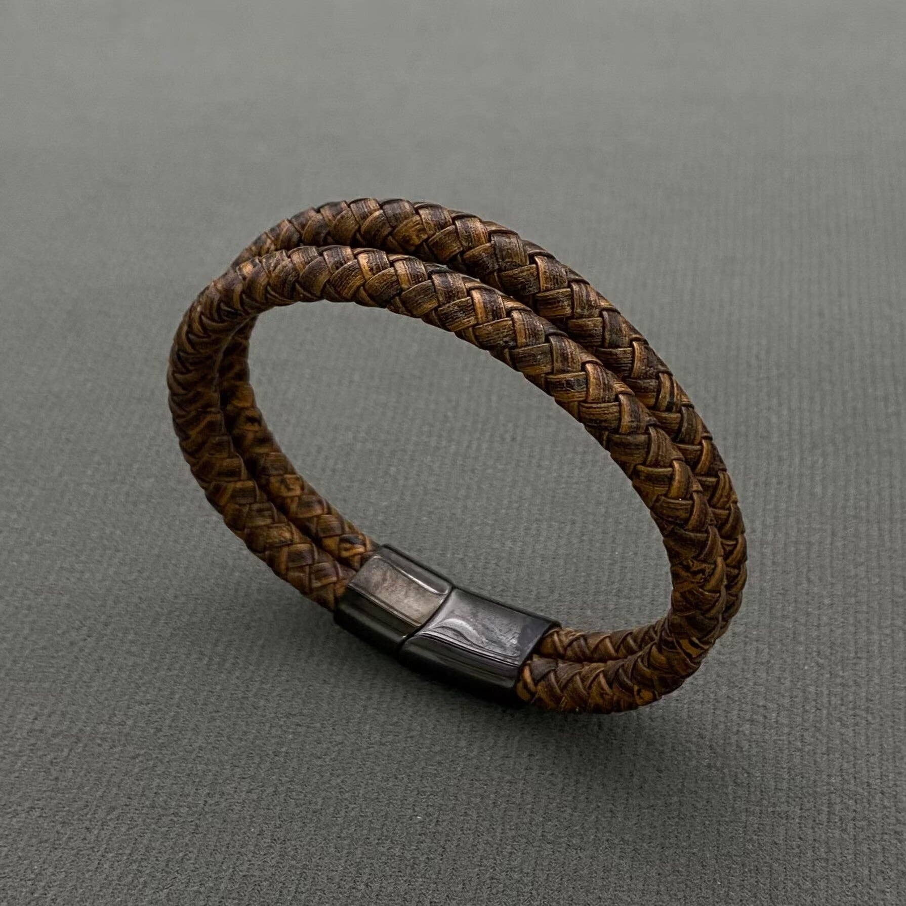 A BIT EXTRA- Double Layered Brown PU Leather Men's Bracelet - MJ/BC » A BIT EXTRA- Double Layered Brown PU Leather Men's Bracelet - MJ/BC